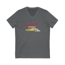 Load image into Gallery viewer, Fast Driving Woman V-neck - Unisex Jersey Short Sleeve V-Neck Tee