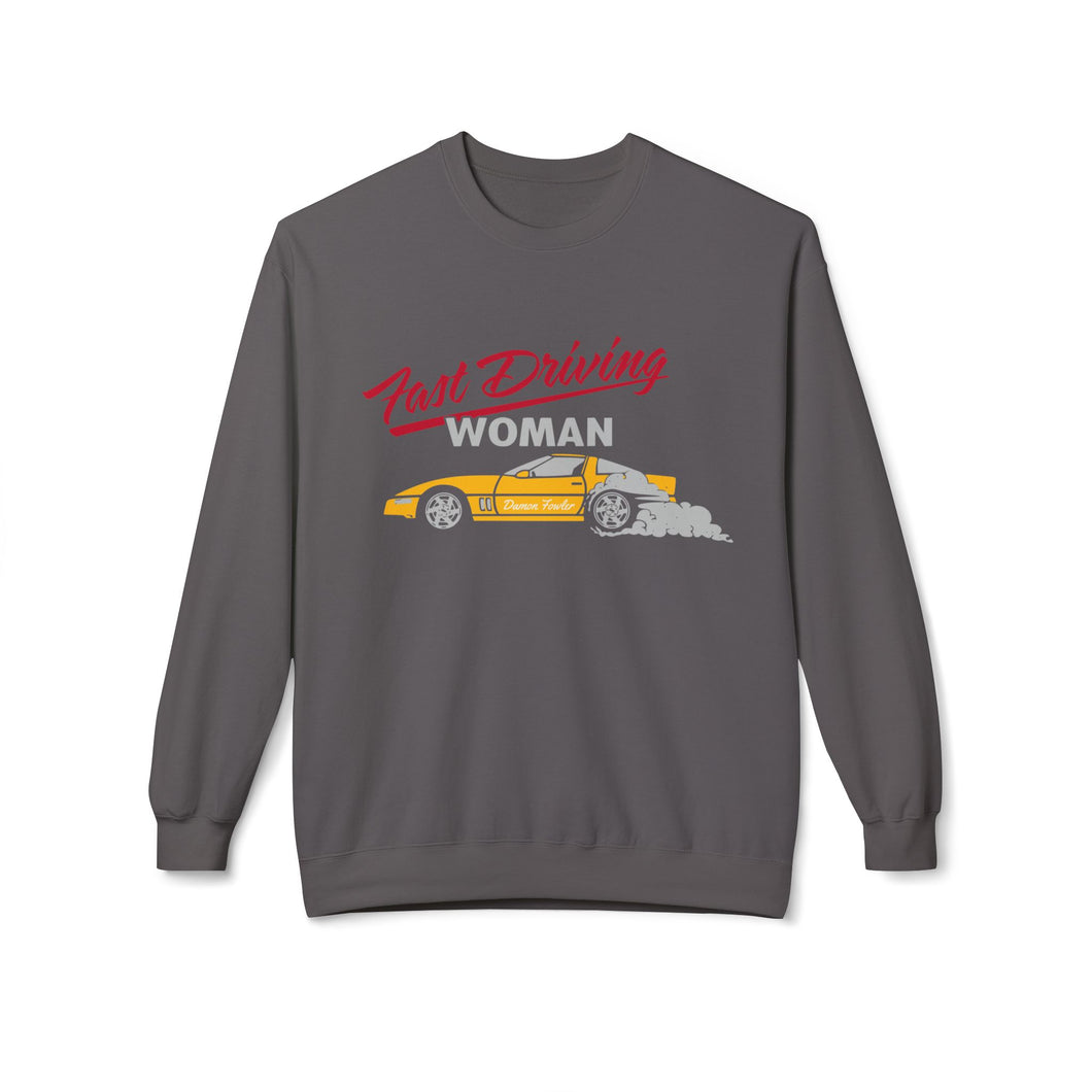 Fast Driving Woman - Unisex Midweight Softstyle Fleece Crewneck Sweatshirt