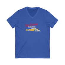 Load image into Gallery viewer, Fast Driving Woman V-neck - Unisex Jersey Short Sleeve V-Neck Tee
